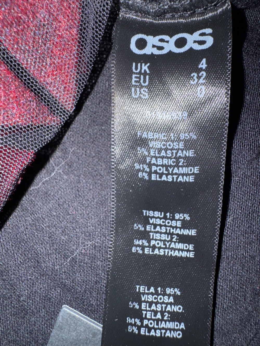 ASOS PETITE Velvet Geometric Mesh Bodysuit in Wine Red & Black - Picture 6 of 7